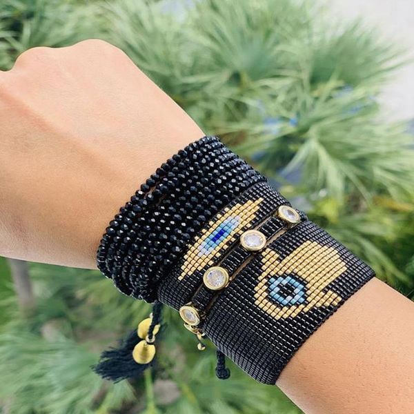 bangle bluestar 2021 evil eye bracelets miyuki bead bracelet fatima palm handmade crystal armband, Black
bangle bluestar 2021 evil eye bracelets miyuki bead bracelet fatima palm handmade crystal armband, Black