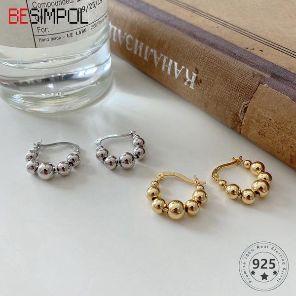 huggie besimpol 100% real 925 sterling silver hoop earrings for women minimalist french style bead earrings wedding party fine jewelry, Golden;silver
huggie besimpol 100% real 925 sterling silver hoop earrings for women minimalist french style bead earrings wedding party fine jewelry, Golden;silver