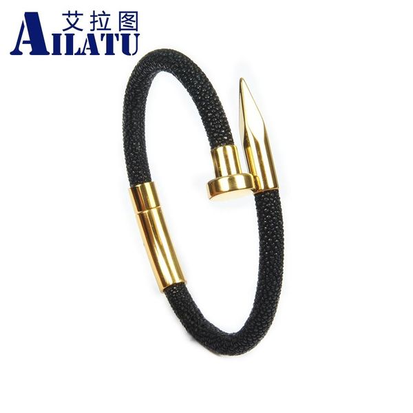 bangle stingray leather bracelets ailatu stainless steel luxury men charm hand made new genuine magnetic buckle present gift, Black
bangle stingray leather bracelets ailatu stainless steel luxury men charm hand made new genuine magnetic buckle present gift, Black