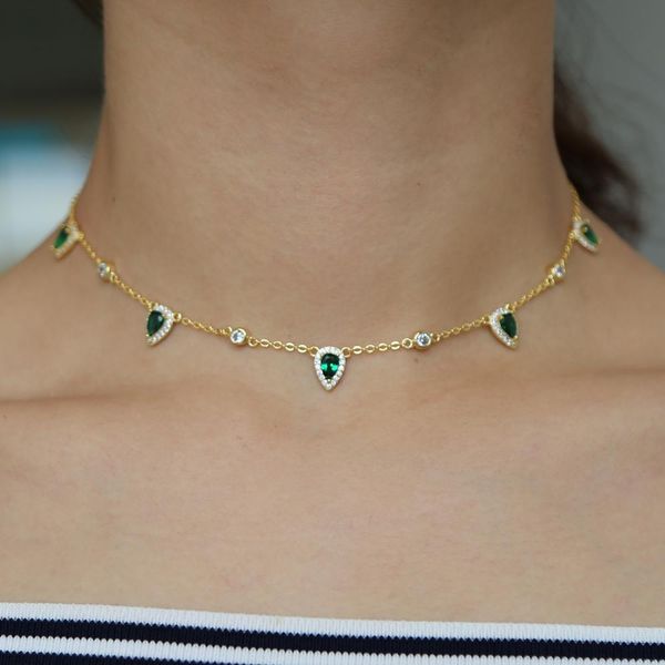 necklaces 2018 new fashion jewelry green crystal cz choker necklace water drop round charm link chain trendy fashion necklaces, Silver
necklaces 2018 new fashion jewelry green crystal cz choker necklace water drop round charm link chain trendy fashion necklaces, Silver