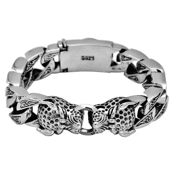 bangle s925 silver leopard horsetail woven double leopard head bracelet aggressive men's retro handmade silver bracelet holiday gift, Black
bangle s925 silver leopard horsetail woven double leopard head bracelet aggressive men's retro handmade silver bracelet holiday gift, Black