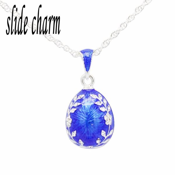 necklaces slide charm blue enamel easter russian egg pendant necklace with crystal jewelry valentine's day gift, Silver
necklaces slide charm blue enamel easter russian egg pendant necklace with crystal jewelry valentine's day gift, Silver