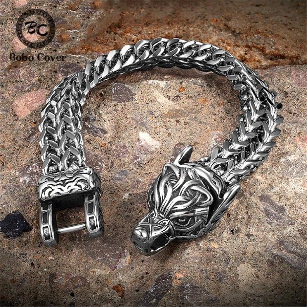 bangle never fade norse celtic wolf head bracelet men's stainless steel mesh chain creative clasp wristband viking scandinavian jewelry, Black
bangle never fade norse celtic wolf head bracelet men's stainless steel mesh chain creative clasp wristband viking scandinavian jewelry, Black