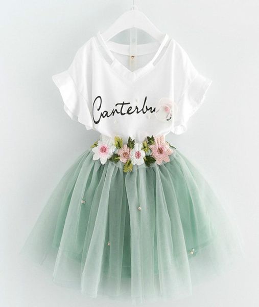 new baby girls clothes kids letter printed tshirt with flower applique and chiffon skirt summer children clothing set6602665, White
new baby girls clothes kids letter printed tshirt with flower applique and chiffon skirt summer children clothing set6602665, White