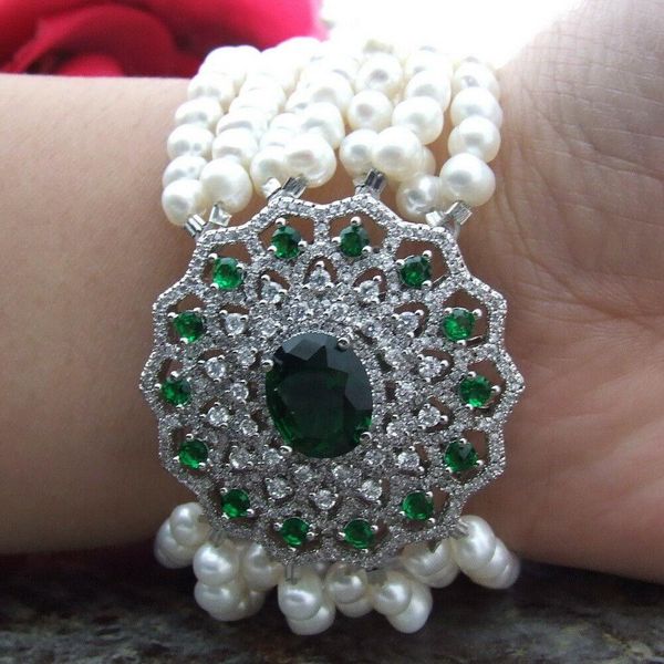 bangle handmade natural 8strands white freshwater pearl micro inlay zircon accessories leopard bracelet long 19cm fashion jewelry, Black
bangle handmade natural 8strands white freshwater pearl micro inlay zircon accessories leopard bracelet long 19cm fashion jewelry, Black