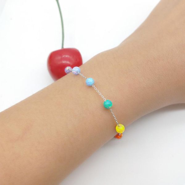 bangle 1pc fashion opal rainbow 7 colors 4mm opal bead bracelet opal round ball/beads bracelet with 925 silver o chain/box chain, Black
bangle 1pc fashion opal rainbow 7 colors 4mm opal bead bracelet opal round ball/beads bracelet with 925 silver o chain/box chain, Black