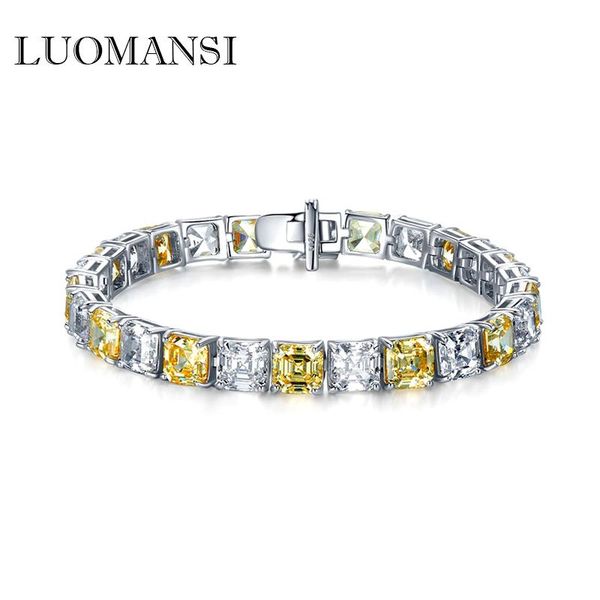 bangle luomansi pagoda cut yellow white high carbon diamond bracelet 100%s925 sterling silver fine jewelry wedding party crystal gift, Black
bangle luomansi pagoda cut yellow white high carbon diamond bracelet 100%s925 sterling silver fine jewelry wedding party crystal gift, Black