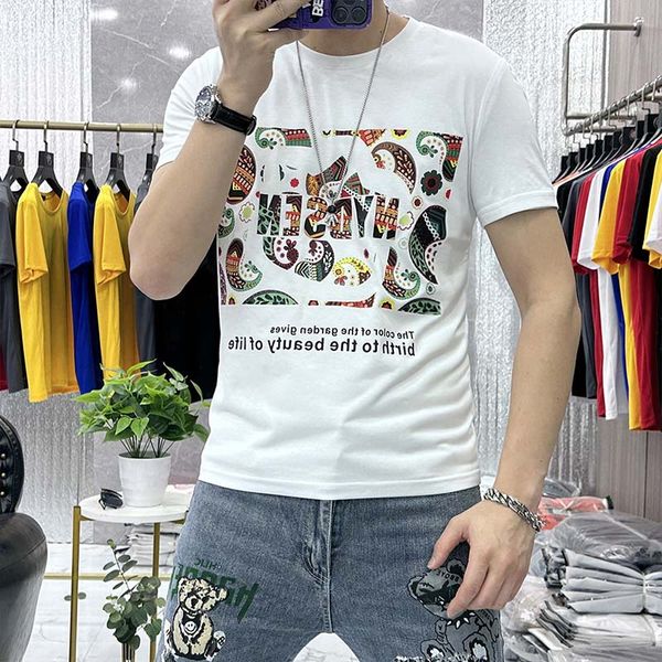 short sleeved t-shirt men's silk cotton printing fashion trend letter round neck slim male tees causal youth versatile man clothing plu, White;black
short sleeved t-shirt men's silk cotton printing fashion trend letter round neck slim male tees causal youth versatile man clothing plu, White;black
