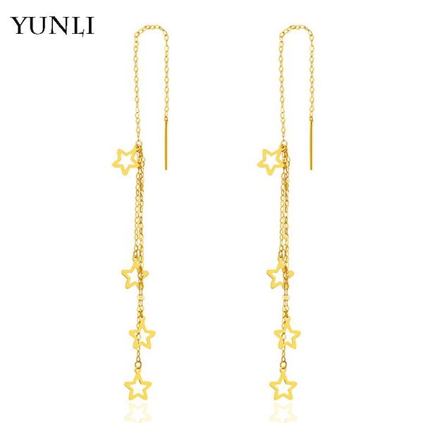 stud yunli real 18k gold drop earrings simple fivepointed star design pure au750 tassel earrings for women fine jewelry wedding gift, Golden;silver
stud yunli real 18k gold drop earrings simple fivepointed star design pure au750 tassel earrings for women fine jewelry wedding gift, Golden;silver