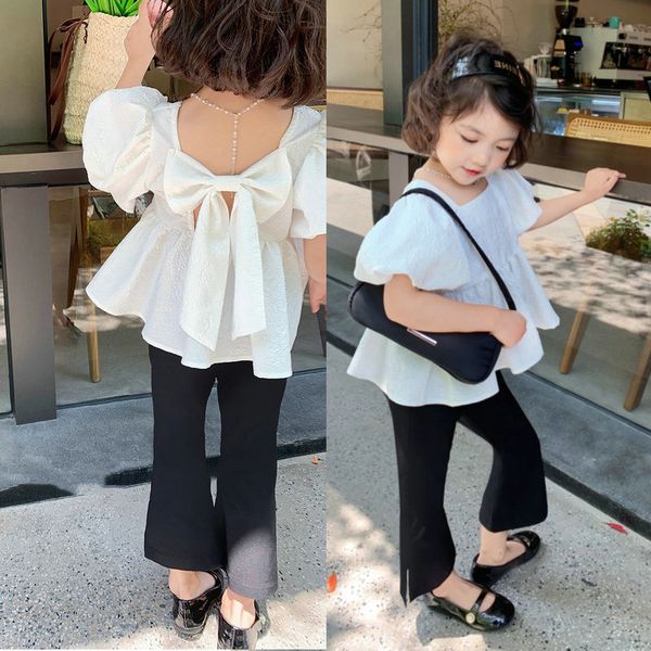 clothing sets girls set sweet square neck bubble backless with side split flare pants summer fashion childrens wear 230519, White
clothing sets girls set sweet square neck bubble backless with side split flare pants summer fashion childrens wear 230519, White