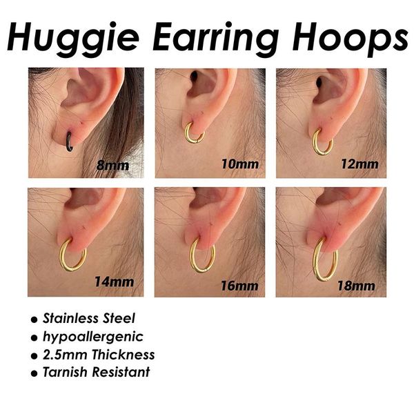 huggie 50 x stainless steel huggie hoop earrings for men women wholesale surgical silver black gold sleeper earring hooks, Golden;silver
huggie 50 x stainless steel huggie hoop earrings for men women wholesale surgical silver black gold sleeper earring hooks, Golden;silver