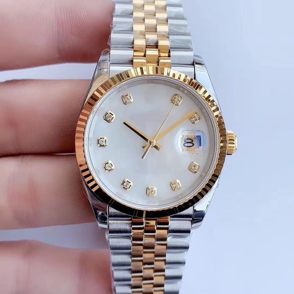 

With diamond ladies date watch gold dial sapphire 41mm mens watch automatic mechanism 36mm fashion Date watch 904L stainless steel strap 31mm just Wristwatches 007