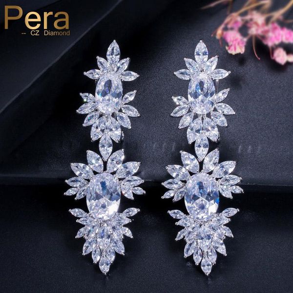 knot pera luxury marquise white cubic zirconia stone long big statement dangling flower drop wedding earrings jewelry for brides e139, Silver
knot pera luxury marquise white cubic zirconia stone long big statement dangling flower drop wedding earrings jewelry for brides e139, Silver