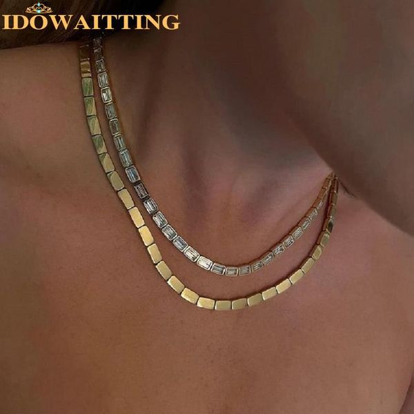 necklaces 2022 geometric high polish fashion bling rectangle metal beaded bar tennis chain 16" women gold color choker necklace jewelry, Silver
necklaces 2022 geometric high polish fashion bling rectangle metal beaded bar tennis chain 16" women gold color choker necklace jewelry, Silver