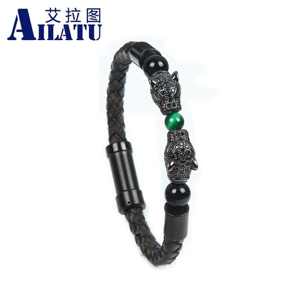 bangle ailatu 10pcs men's luxury double panther bracelets stainless steel clasp cowhide leather leopard bracelet quality, Black
bangle ailatu 10pcs men's luxury double panther bracelets stainless steel clasp cowhide leather leopard bracelet quality, Black
