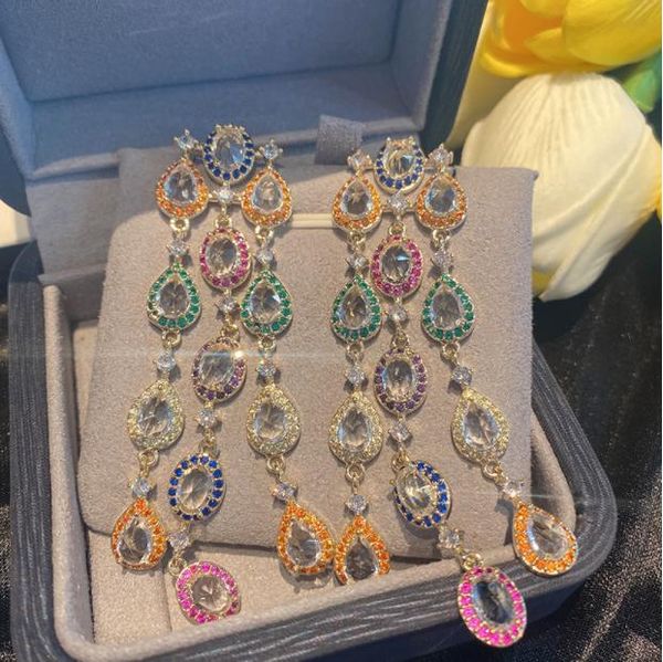 knot s925 silver needle bohemian jewelry multicolored zircon sparkling earrings long dress wedding accessories
knot s925 silver needle bohemian jewelry multicolored zircon sparkling earrings long dress wedding accessories