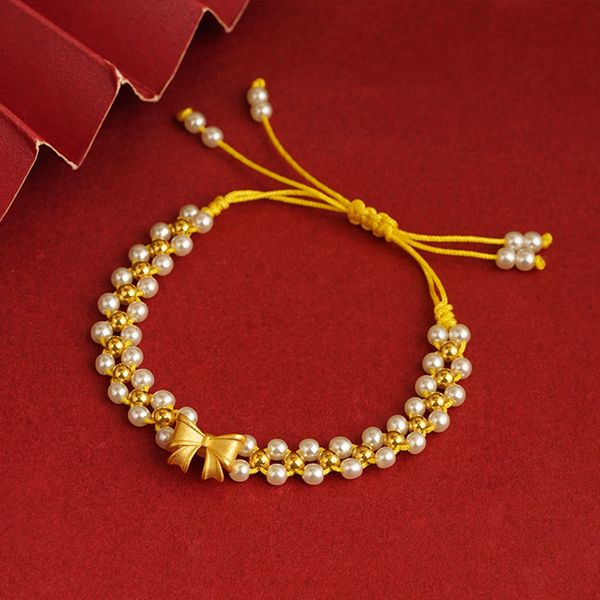 women bracelet wrist chain beads weave bowknot luxury elegant fashion 18k yellow gold filled adjust pretty jewelry gift, Black
women bracelet wrist chain beads weave bowknot luxury elegant fashion 18k yellow gold filled adjust pretty jewelry gift, Black