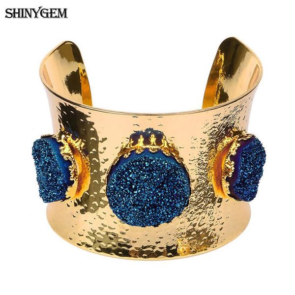 bangle shinygem wild style round natural crystal druzy bangles charm gem stone gold plating large open cuff wrist bracelet for women, Black
bangle shinygem wild style round natural crystal druzy bangles charm gem stone gold plating large open cuff wrist bracelet for women, Black
