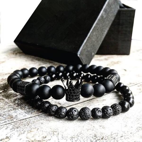 bangle 2pcs/set men woman bead bracelet crown charm bangle natural beads buddha bracelet for women and mens pulseras masculina, Black
bangle 2pcs/set men woman bead bracelet crown charm bangle natural beads buddha bracelet for women and mens pulseras masculina, Black