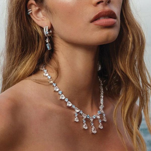 necklaces stonefans fashion blue crystal zircon heart necklace choker for women luxury water drop short tassel necklace collar jewelry, Silver
necklaces stonefans fashion blue crystal zircon heart necklace choker for women luxury water drop short tassel necklace collar jewelry, Silver
