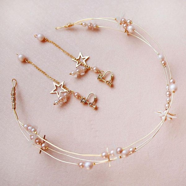 necklace new handmade golden beaded star shape rhinestone jewelry set pearl headband earrings hair accessory item no. xl043, Silver
necklace new handmade golden beaded star shape rhinestone jewelry set pearl headband earrings hair accessory item no. xl043, Silver