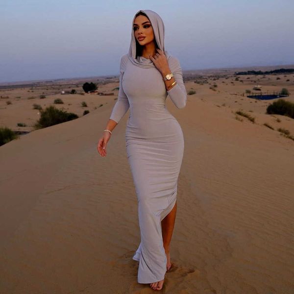 women's 2023 summer new hooded high elastic long sleeve split style slim fit dress, Black;gray
women's 2023 summer new hooded high elastic long sleeve split style slim fit dress, Black;gray