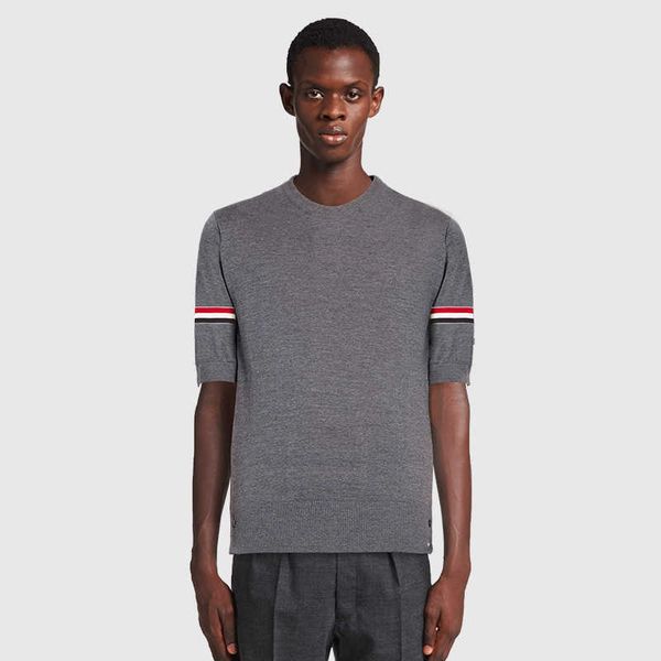 tb short sleeve knitted men's and women's lovers double sleeve colorful bar round neck t-shirt minimalist academy style short summ, White;black
tb short sleeve knitted men's and women's lovers double sleeve colorful bar round neck t-shirt minimalist academy style short summ, White;black