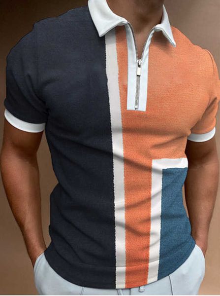 spring and summer new men's short sleeved men's casual striped zip polo shirt, White;black
spring and summer new men's short sleeved men's casual striped zip polo shirt, White;black