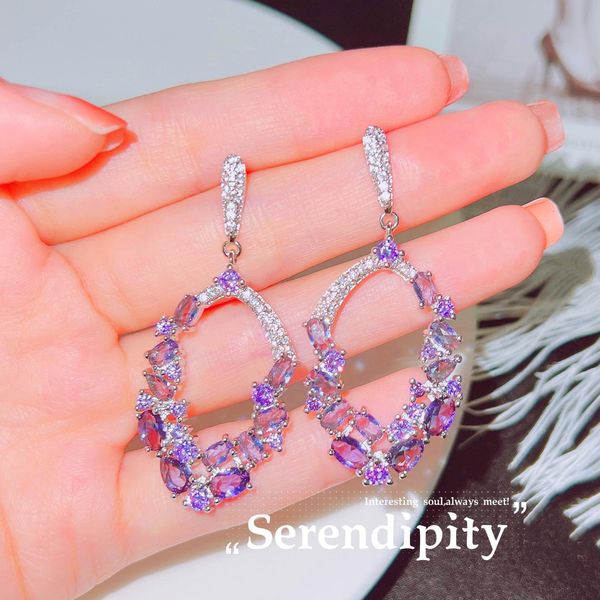 stud summer new water drop lavender stud earrings for women purple high carbon diamond garden series luxury jewelry gift anniversary, Golden;silver
stud summer new water drop lavender stud earrings for women purple high carbon diamond garden series luxury jewelry gift anniversary, Golden;silver