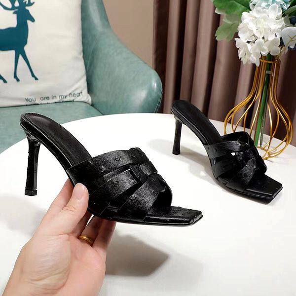 leather high-heeled women's slippers summer designer fashion thin strap combination sandals thin heel dinner shoelace box large size 35, Black
leather high-heeled women's slippers summer designer fashion thin strap combination sandals thin heel dinner shoelace box large size 35, Black
