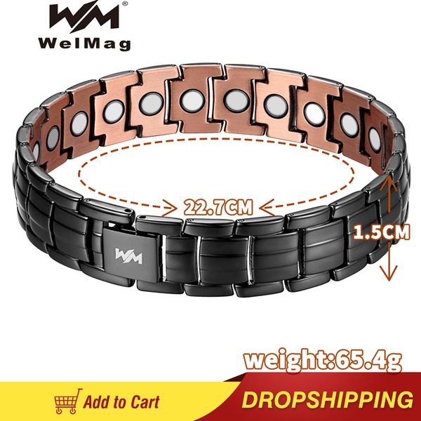 bangle welmag healing energy copper bracelets for men retro black plating bracelets bangles for arthritis jewelry dropshipping