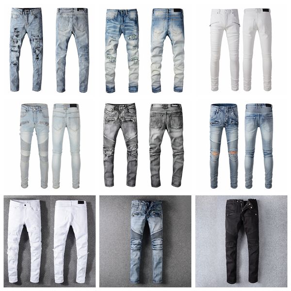 mens luxury skinny denim jeans white blue hole distrressed designer mens pants fashion women men european american ripped trousers man cloth
mens luxury skinny denim jeans white blue hole distrressed designer mens pants fashion women men european american ripped trousers man cloth