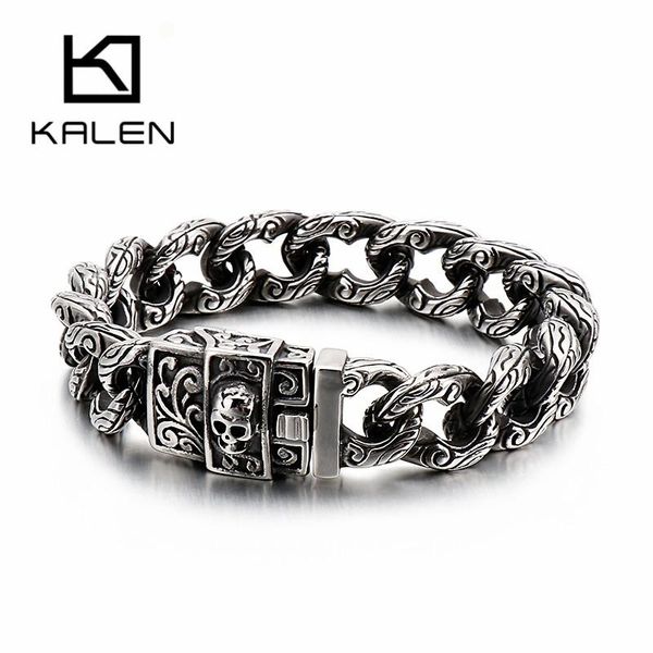bangle kalen punk skull charm bracelet men 21.5cm stainless steel cuban chain armband male jewellry accessories 2020, Black
bangle kalen punk skull charm bracelet men 21.5cm stainless steel cuban chain armband male jewellry accessories 2020, Black