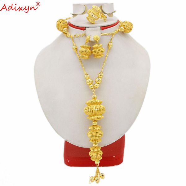 necklace adixyn dubai 24k gold color jewelry sets for women inidan necklace earrings ring set bridal wedding gifts n082811, Silver
necklace adixyn dubai 24k gold color jewelry sets for women inidan necklace earrings ring set bridal wedding gifts n082811, Silver
