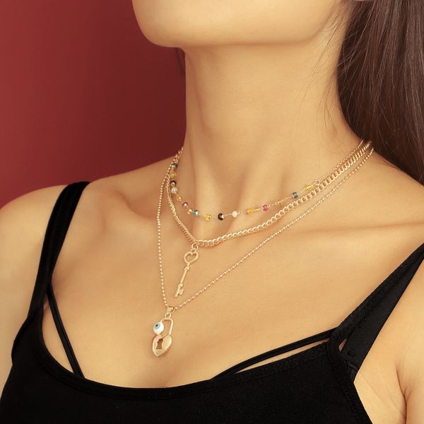 designer jewlery fashion jewelryretro three-story street sheart-shaped key padlock pendant necklace female colored beads handmade necklace d, Silver
designer jewlery fashion jewelryretro three-story street sheart-shaped key padlock pendant necklace female colored beads handmade necklace d, Silver