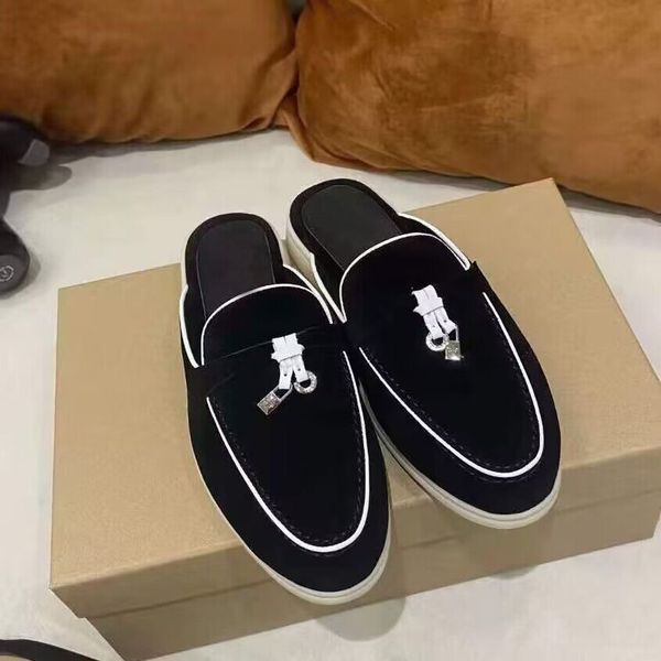 for men womens loropiana casual shoes classic sandals loafers shoes flat slides slipper designers high elastic beef tendon bottom size 35-41, Black
for men womens loropiana casual shoes classic sandals loafers shoes flat slides slipper designers high elastic beef tendon bottom size 35-41, Black