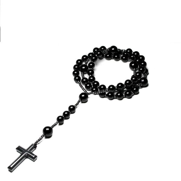 necklaces natural black onyx beads catholic christ rosary necklaces hematite cross pendant men necklace meditation mala jewelry, Silver
necklaces natural black onyx beads catholic christ rosary necklaces hematite cross pendant men necklace meditation mala jewelry, Silver