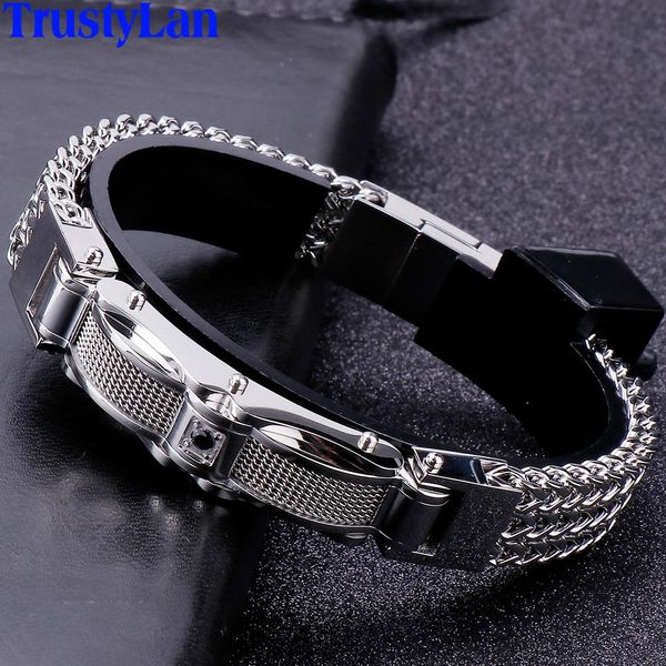 bangle 13mm braided keel chain man bracelet with magnet clasp mens wrist jewellery 316l stainless steel hand bands handles for men, Black
bangle 13mm braided keel chain man bracelet with magnet clasp mens wrist jewellery 316l stainless steel hand bands handles for men, Black