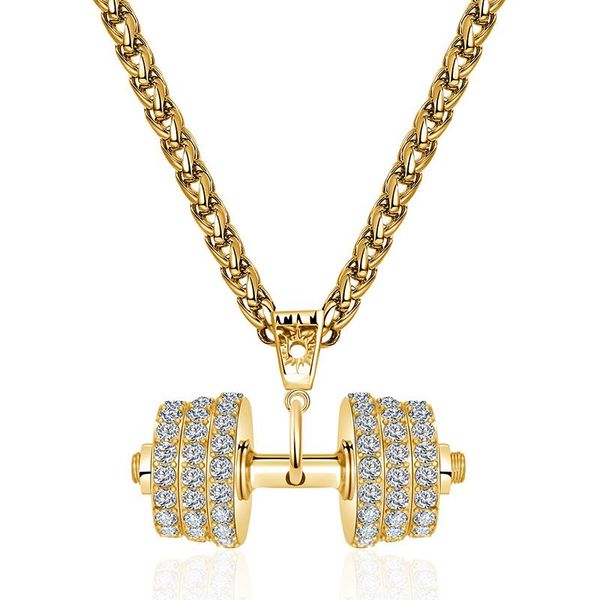 necklaces fitness dumbbell zirconia pendant man necklace hip hop gothic sports style stainless steel jewelry personalized fashion, Silver
necklaces fitness dumbbell zirconia pendant man necklace hip hop gothic sports style stainless steel jewelry personalized fashion, Silver