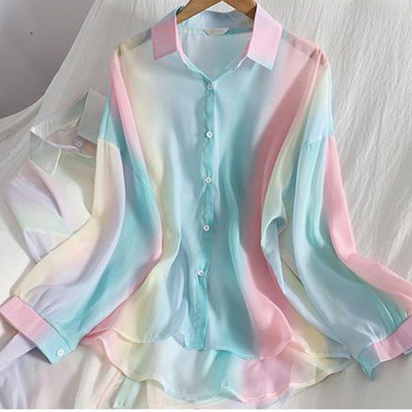 womens blouses shirts women chic chiffon rainbow sun protection blouse summer loose see through thin female casual long sleeve 230519, White
womens blouses shirts women chic chiffon rainbow sun protection blouse summer loose see through thin female casual long sleeve 230519, White