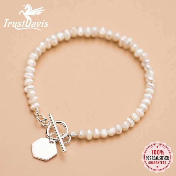 bangle trustdavis luxury 925 sterling silver sweet natural pearls hexagon chain bracelet for women sterling silver wedding jewelry da74, Black
bangle trustdavis luxury 925 sterling silver sweet natural pearls hexagon chain bracelet for women sterling silver wedding jewelry da74, Black