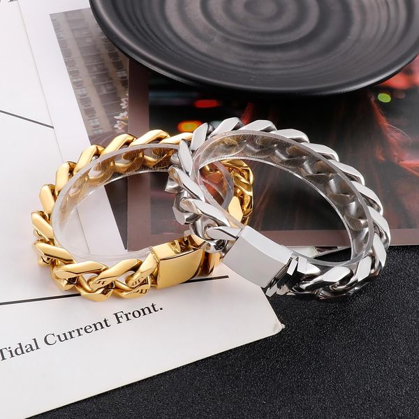 bangle fashiong women silver color gold black stainless steel punk wide 12mm cuba link chain bracelet men trend party jewelry
bangle fashiong women silver color gold black stainless steel punk wide 12mm cuba link chain bracelet men trend party jewelry