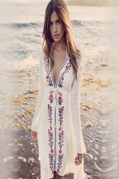women embroidery tunic beach cover up white swimwear dress boho summer bohemian swim suit beachwear female sarongs6151227, Blue;gray
women embroidery tunic beach cover up white swimwear dress boho summer bohemian swim suit beachwear female sarongs6151227, Blue;gray