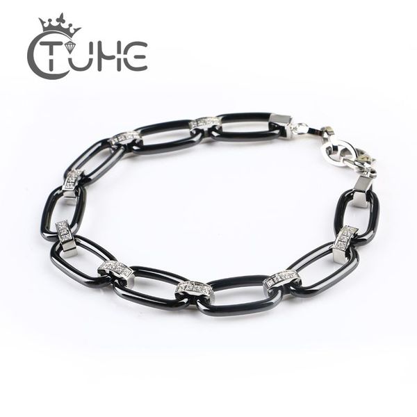 bangle women's fashion punk crystal bracelet stainless steel knot loop metal chain black ceramic bracelet retro jewelry accessories
bangle women's fashion punk crystal bracelet stainless steel knot loop metal chain black ceramic bracelet retro jewelry accessories