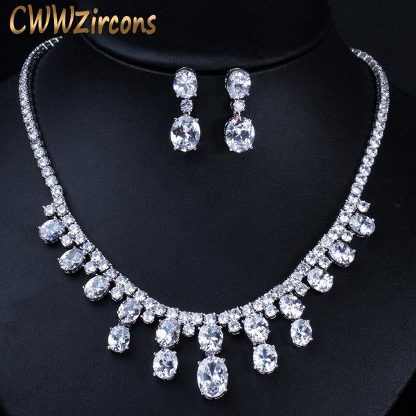 necklace cwwzircons round water drop white cubic zirconia women wedding party necklace earrings luxury jewelry sets for brides t172, Silver
necklace cwwzircons round water drop white cubic zirconia women wedding party necklace earrings luxury jewelry sets for brides t172, Silver
