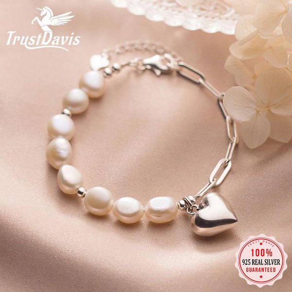 bangle trustdavis luxury 925 sterling silver sweet baroque pearl heart chain bracelet for women sterling silver wedding jewelry da804, Black
bangle trustdavis luxury 925 sterling silver sweet baroque pearl heart chain bracelet for women sterling silver wedding jewelry da804, Black
