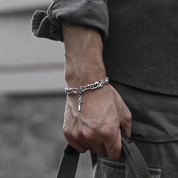 bangle s925vintage thai silver men's cuff bracelet jewelry five pointed star cross pattern personalized women's couple bracelet je, Black
bangle s925vintage thai silver men's cuff bracelet jewelry five pointed star cross pattern personalized women's couple bracelet je, Black