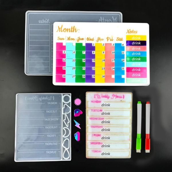 other 2pcs calendar/notepad resin silicone mold diy calendar week calendar month board mirror resin epoxy mold handicraft accessories
other 2pcs calendar/notepad resin silicone mold diy calendar week calendar month board mirror resin epoxy mold handicraft accessories