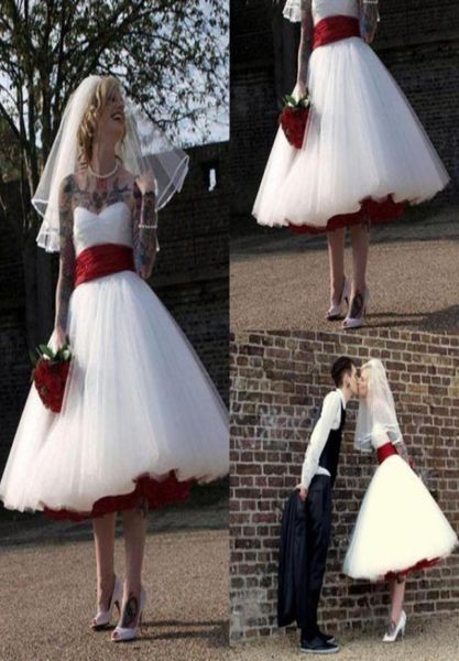 rock and roll gothic wedding dresses with red sash a line knee length boho tulle short bridal dress plus size wedding gowns6064071, White
rock and roll gothic wedding dresses with red sash a line knee length boho tulle short bridal dress plus size wedding gowns6064071, White
