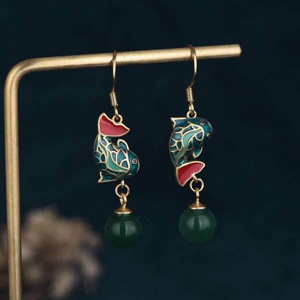 knot 2022 carp chalcedony asymmetric antique enamel earrings exquisite china style earrings retro tassel earrings for women jewelry, Silver
knot 2022 carp chalcedony asymmetric antique enamel earrings exquisite china style earrings retro tassel earrings for women jewelry, Silver
